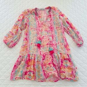 Bella Tu 3/4 Sleeve Tassel Tunic Mini Dress